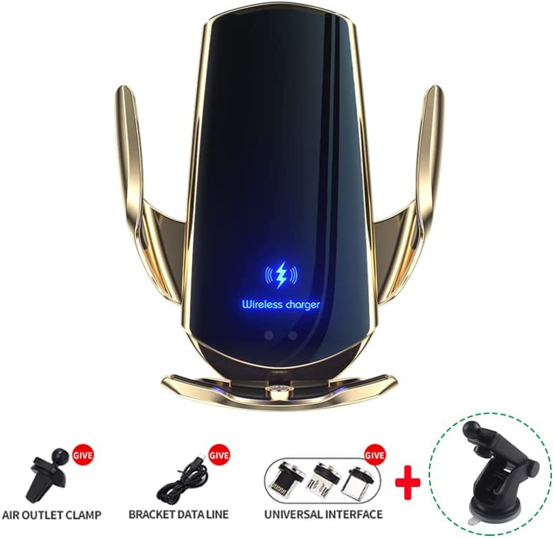 Automatic Car Wireless Charger Magnetic USB Infrared Sensor Phone Holder Mount