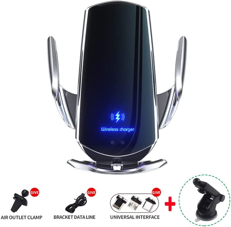 Automatic Car Wireless Charger Magnetic USB Infrared Sensor Phone Holder Mount